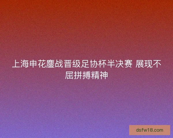 上海申花鏖战晋级足协杯半决赛 展现不屈拼搏精神 上海申花鏖战晋级足协杯半决赛 展现不屈拼搏精神